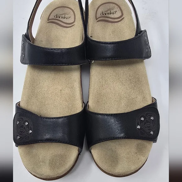 Dansko women eu 39 us 9 sonnet sandals shoes black leather strappy summer gorpco - Picture 9 of 11